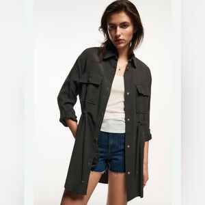 Zara relaxed fit over shirt in Charcoal Grey Size S